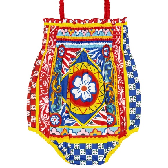 DOLCE&GABBANA Carretto Print Poplin Bubble Romper size 6-9 months - Picture 7 of 7